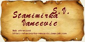 Stanimirka Vančević vizit kartica